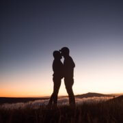 couple kissing-sunset